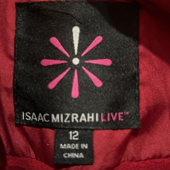 Isaac Mizrahi Live Women's Red Polyester Bow Quilted Coat Size 12 preowned. A246 - Picture 4 of 5